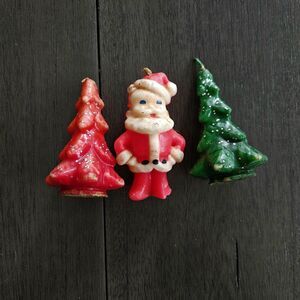 Vintage Gurley Santa Claus Tree Candles Lot Of 3 Red Green